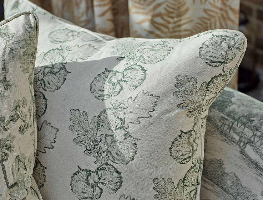 Scatters in Coppice Stripe Forest Green, and Woodland Flora Forest Green